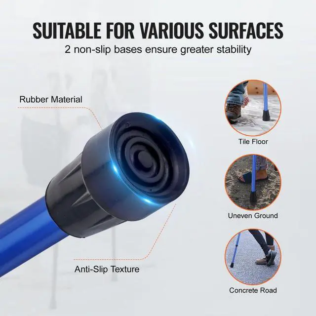 Alt view image 5 of 14 - VEVOR Forearm Crutches Aluminum Walking Crutches with Adjustable Height & Cuffs