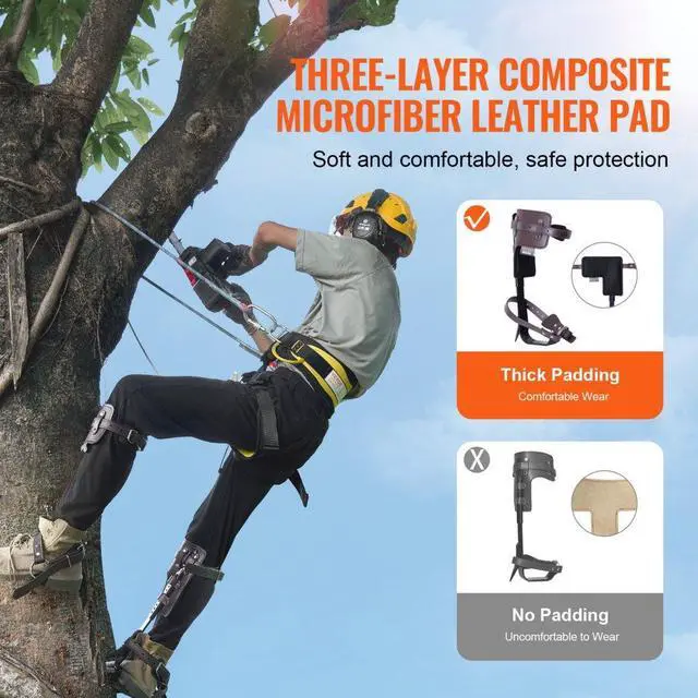 Alt view image 3 of 7 - VEVOR Tree Climbing Spikes Climbing Spurs Alloy Steel Arborist Equipment Brown