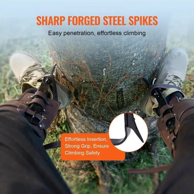 Alt view image 5 of 7 - VEVOR Tree Climbing Spikes Climbing Spurs Alloy Steel Arborist Equipment Brown
