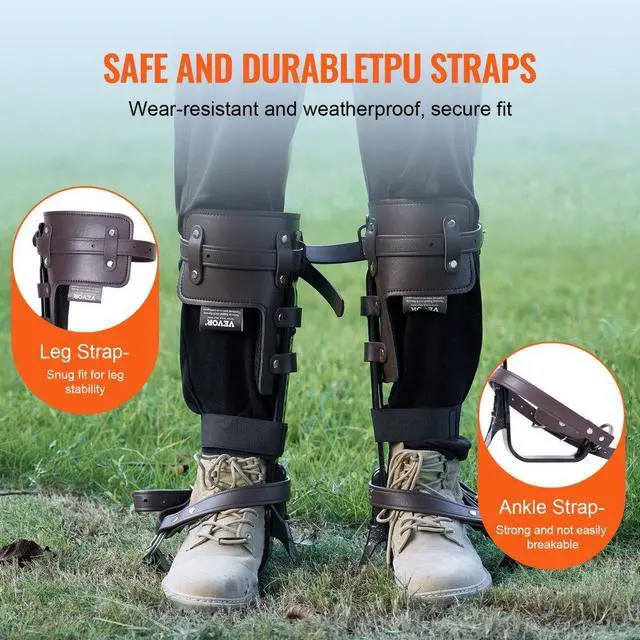 Alt view image 4 of 7 - VEVOR Tree Climbing Spikes Climbing Spurs Alloy Steel Arborist Equipment Brown