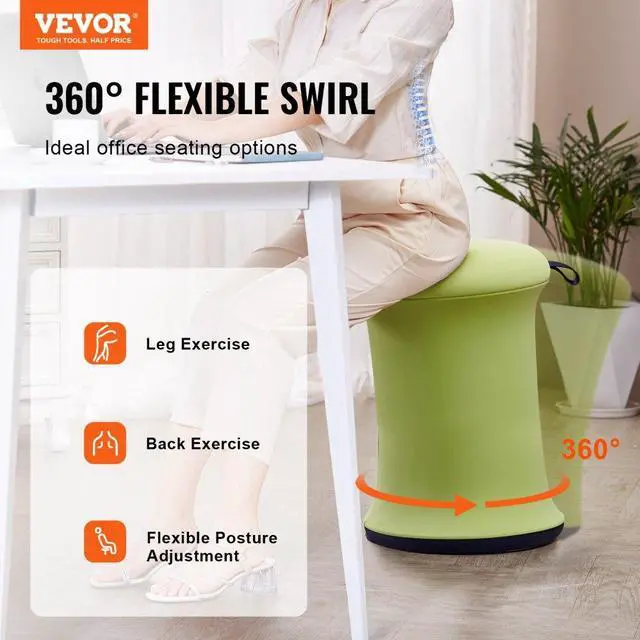 Alt view image 2 of 7 - VEVOR  Wobble Chair, Height-Adjustable (19.3-25") Wobble Chair with Fabric Cover, Flexible Seating Wobble Stool Made of Iron & Sponge, Ideal for School, Office & Home, 20° Tilt Angle, Green