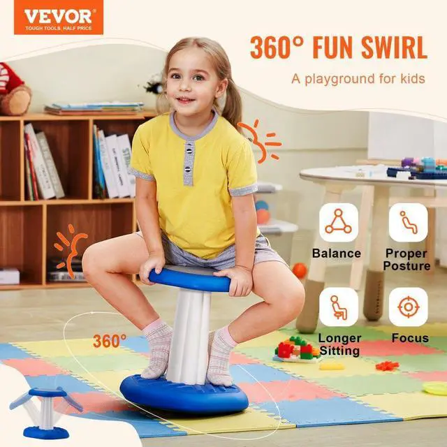 Alt view image 2 of 7 - VEVOR Kids Wobble Chair, Active Chair with Sponge Cushion, Wobble Stool Improves Focus, Posture and Calm Children, Ideal for Schools and Preschools, Age 3-7, Blue