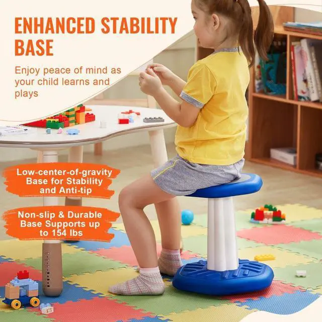 Alt view image 3 of 7 - VEVOR Kids Wobble Chair, Active Chair with Sponge Cushion, Wobble Stool Improves Focus, Posture and Calm Children, Ideal for Schools and Preschools, Age 3-7, Blue