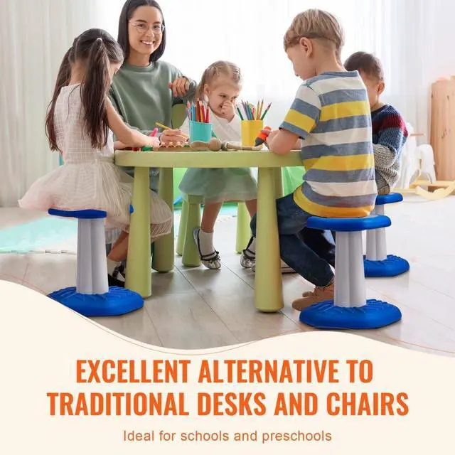 Alt view image 6 of 7 - VEVOR Kids Wobble Chair, Active Chair with Sponge Cushion, Wobble Stool Improves Focus, Posture and Calm Children, Ideal for Schools and Preschools, Age 3-7, Blue