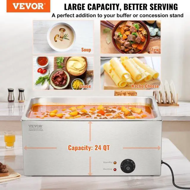 Alt view image 2 of 7 - VEVOR Commercial Electric Food Warmer Countertop Buffet 19Qt 1200W Bain Marie