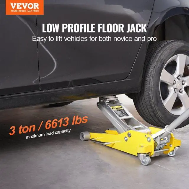 Alt view image 2 of 7 - VEVOR  Low Profile Floor Jack 3 Ton Heavy Duty Dual Piston Rapid Pump
