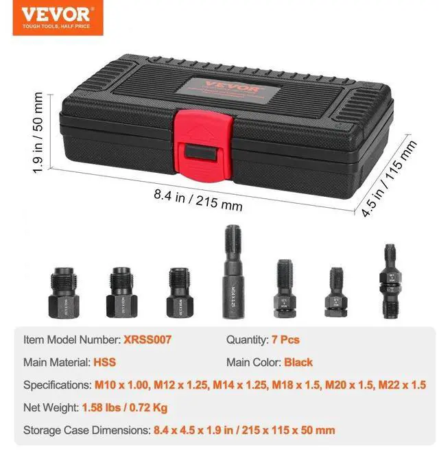 Alt view image 7 of 7 - VEVOR 7PCS Thread Chaser Set Metric Thread Restorer Tool Automotive Rethreading