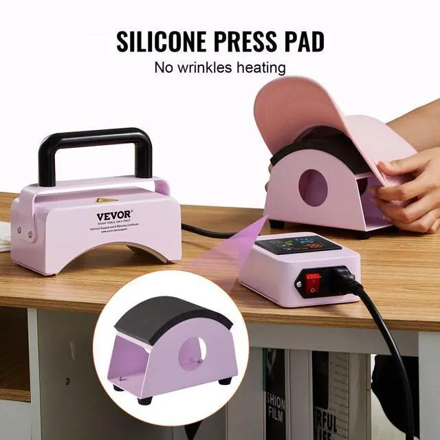 Alt view image 4 of 7 - VEVOR Hat Press Machine Mini Hat Heat Press for Caps 5.9x3.15 inch Plate Purple