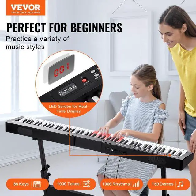 Alt view image 2 of 7 - VEVOR 88 Key Digital Piano Keyboard Semi Weighted Full Size Electric Portable