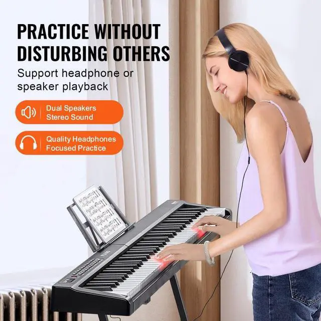 Alt view image 6 of 7 - VEVOR 88 Key Digital Piano Keyboard Semi Weighted Full Size Electric Portable