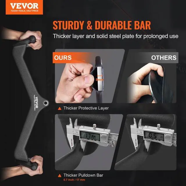 Alt view image 2 of 7 - VEVOR LAT Pulldown Bar Handle Attachment V-bar T-bar Cable Machine for Home Gym