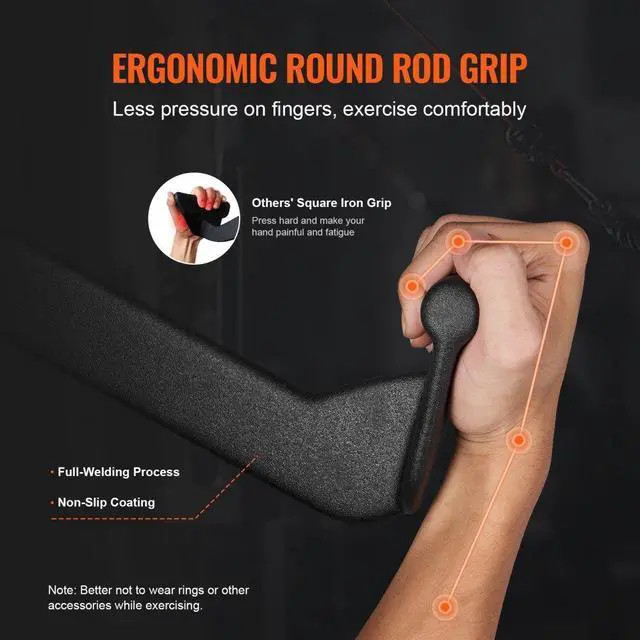 Alt view image 3 of 7 - VEVOR LAT Pulldown Bar Handle Attachment V-bar T-bar Cable Machine for Home Gym