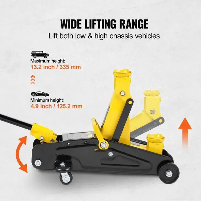Alt view image 3 of 7 - VEVOR Low Profile Floor Jack 2 Ton Heavy Duty Single Piston Hydraulic Pump