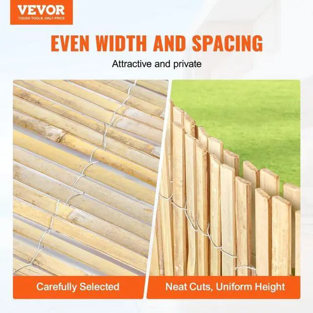 Alt view image 2 of 7 - VEVOR Natural Bamboo Slat Screening Privacy Bamboo Slat Fence 6 ft H x 13 ft L