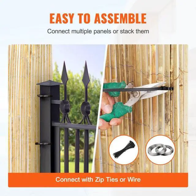 Alt view image 5 of 7 - VEVOR Natural Bamboo Slat Screening Privacy Bamboo Slat Fence 6 ft H x 13 ft L