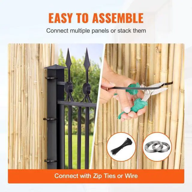 Alt view image 5 of 7 - VEVOR Natural Rolled Bamboo Fence Bamboo Panel 4 ft H x 6 ft L x 0.75 in D.
