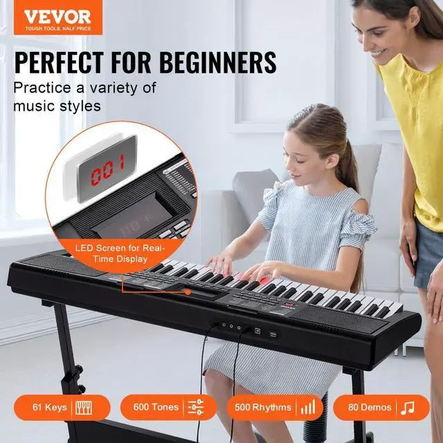 Alt view image 2 of 7 - VEVOR 61 Key Digital Keyboard Piano Electric Portable with Adjustable Stand