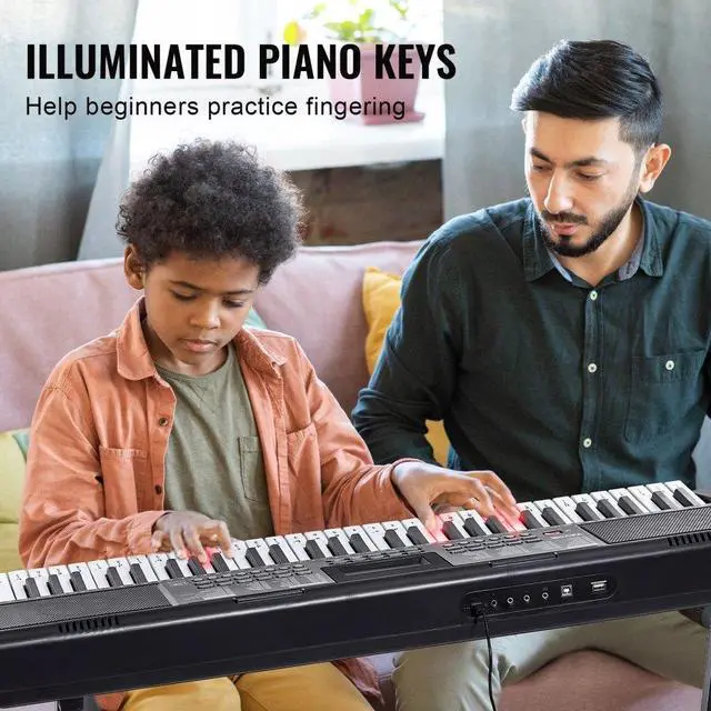 Alt view image 3 of 7 - VEVOR 61 Key Digital Keyboard Piano Electric Portable with Adjustable Stand