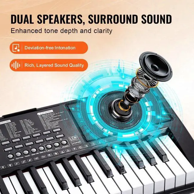 Alt view image 5 of 7 - VEVOR 61 Key Digital Keyboard Piano Electric Portable with Adjustable Stand