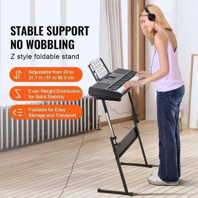 Alt view image 6 of 7 - VEVOR 61 Key Digital Keyboard Piano Electric Portable with Adjustable Stand
