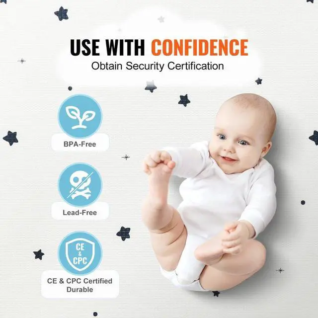 Alt view image 3 of 7 - VEVOR 55"x79" Baby Play Mat Kids Crawling Soft Activity Floor Playmat 2 Side