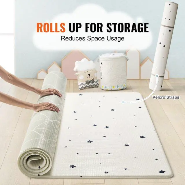 Alt view image 6 of 7 - VEVOR 55"x79" Baby Play Mat Kids Crawling Soft Activity Floor Playmat 2 Side