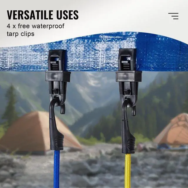 Alt view image 3 of 7 - VEVOR 32 Pcs Bungee Cords Set 8 mm Heavy Duty Bungee Straps with A3 Steel Hooks