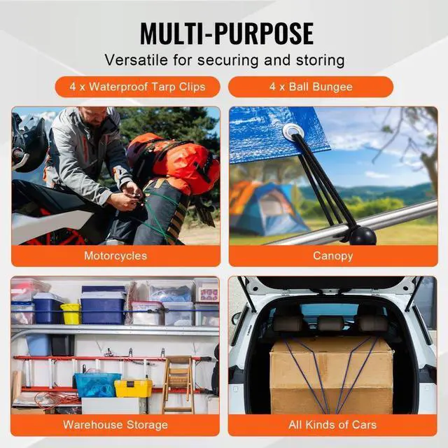 Alt view image 4 of 7 - VEVOR 32 Pcs Bungee Cords Set 8 mm Heavy Duty Bungee Straps with A3 Steel Hooks