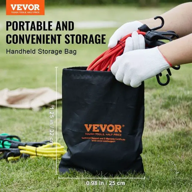 Alt view image 7 of 7 - VEVOR 32 Pcs Bungee Cords Set 8 mm Heavy Duty Bungee Straps with A3 Steel Hooks