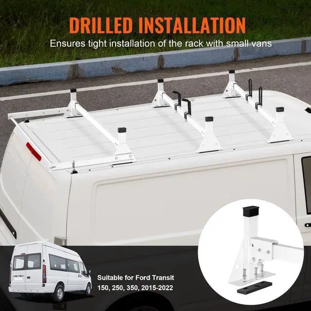 Alt view image 3 of 7 - VEVOR  Trailer Ladder Rack Van Roof Ladder Rack for Ford Transit Custom 2013-2024