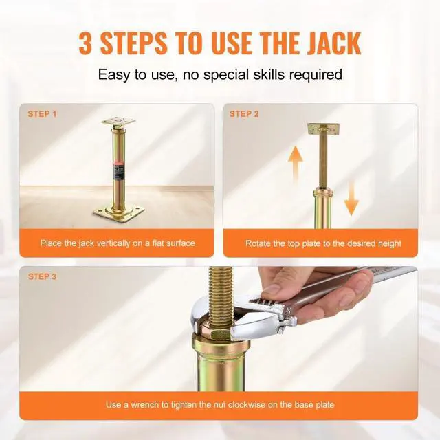 Alt view image 5 of 7 - VEVOR 4PCS Adjustable Floor Jack Post House Floor Leveling Lift 11.6"-16" Height