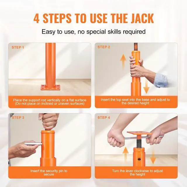 Alt view image 6 of 7 - VEVOR Adjustable Floor Jack Post House Floor Leveling Lift 54"-150" Height Range