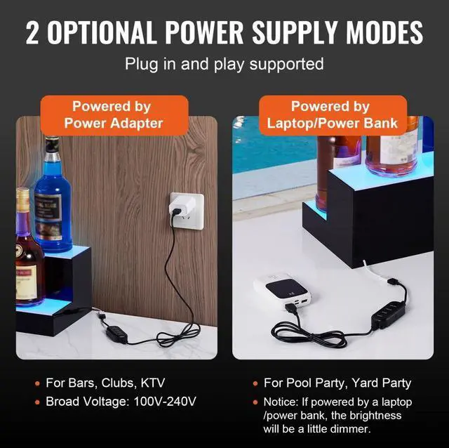 Alt view image 5 of 7 - VEVOR LED Lighted Liquor Bottle Display Bar Shelf RF & App Control 48" 2-Step