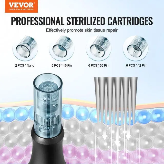 Alt view image 2 of 7 - VEVOR Professional Microneedling Pen 6-Speed Electric Beauty Pen with 20 Needles
