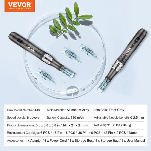 Alt view image 7 of 7 - VEVOR Professional Microneedling Pen 6-Speed Electric Beauty Pen with 20 Needles