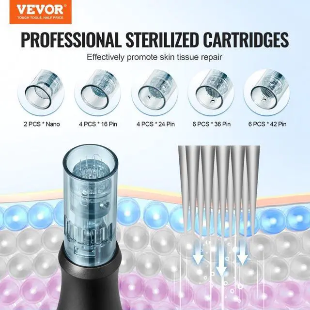 Alt view image 2 of 7 - VEVOR Professional Microneedling Pen 6-Speed Electric Beauty Pen with 22 Needles