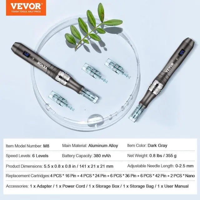 Alt view image 7 of 7 - VEVOR Professional Microneedling Pen 6-Speed Electric Beauty Pen with 22 Needles