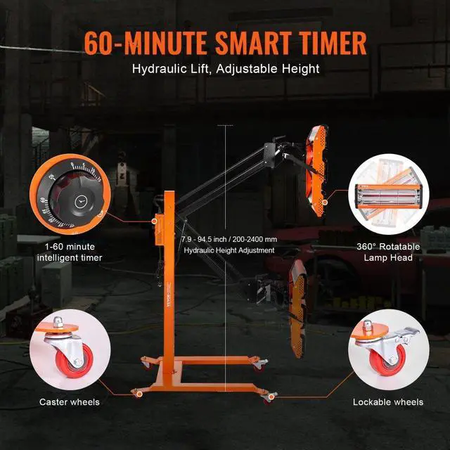 Alt view image 4 of 7 - VEVOR  3300W High Power Infrared Paint Curing Lamp for Auto Drying Body Heating