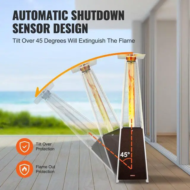 Alt view image 4 of 14 - VEVOR  Propane Patio Heater 48000BTU Pyramid w/Wheels for Outdoor Patio Bronze