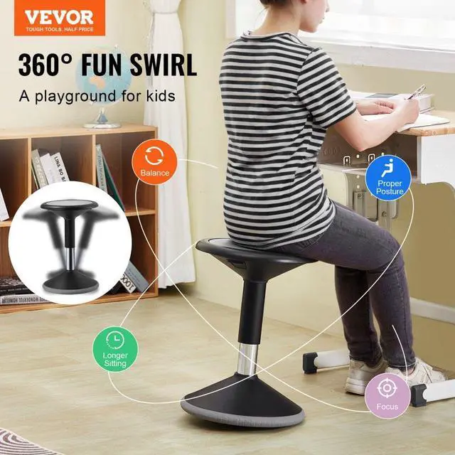 Alt view image 2 of 7 - VEVOR  Wobble Chair, Height-Adjustable (15.7-21.7") Active Chair, Flexible Seating Wobble Stool Made of PVC+ABS Improves Focus & Posture, Ideal for Schools, Office and Home, Age 12-18, Black