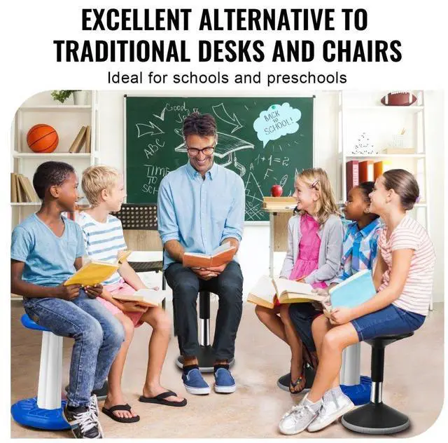 Alt view image 6 of 7 - VEVOR  Wobble Chair, Height-Adjustable (15.7-21.7") Active Chair, Flexible Seating Wobble Stool Made of PVC+ABS Improves Focus & Posture, Ideal for Schools, Office and Home, Age 12-18, Black