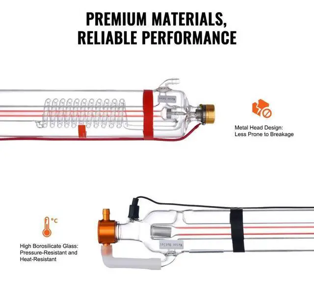 Alt view image 6 of 7 - VEVOR  90W CO2 Laser Tube 49.2 in / 1250 mm Borosilicate Glass Laser Cutter Tube