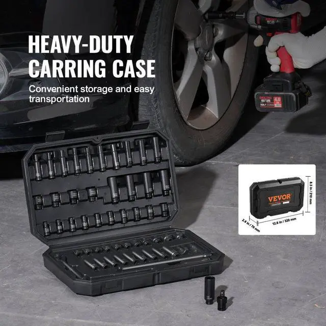 Alt view image 6 of 7 - VEVOR Impact Sockets Set 55pcs 6-Point 1/4" Drive Bit Ratchet Tool Kit Case