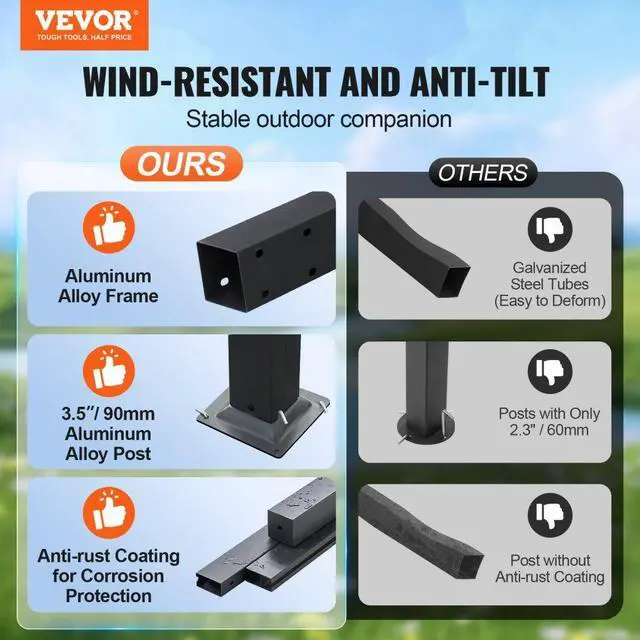 Alt view image 2 of 7 - VEVOR  10'x13' Outdoor Retractable Pergola with Sun Shade Canopy Aluminum Beige