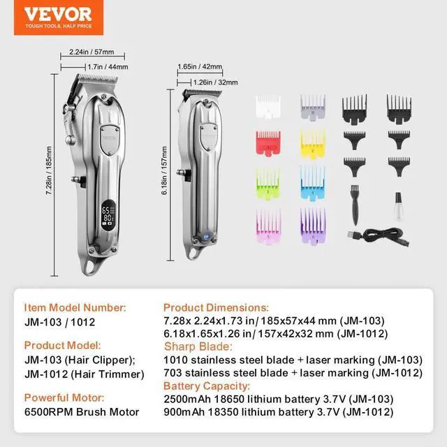 Alt view image 7 of 7 - VEVOR Professional Hair Clipper for Men Cordless Barber Clipper and Trimmers Set