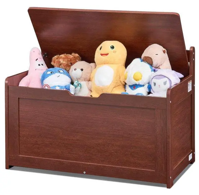 Main image of VEVOR Wooden Toy Chest for Kids, Toddler Toy Storage Box with Flip-Top Lid and Safety Hinge, 32.68 x 17.91 x 24.02 Large Kids Storage Bench for Playroom, Bedroom, Living Room or Entryway, Cherry
