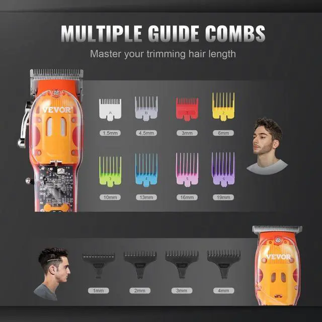 Alt view image 3 of 7 - VEVOR Professional Hair Clipper for Men 3-in-1 Hair Clipper Trimmer & Shaver Set