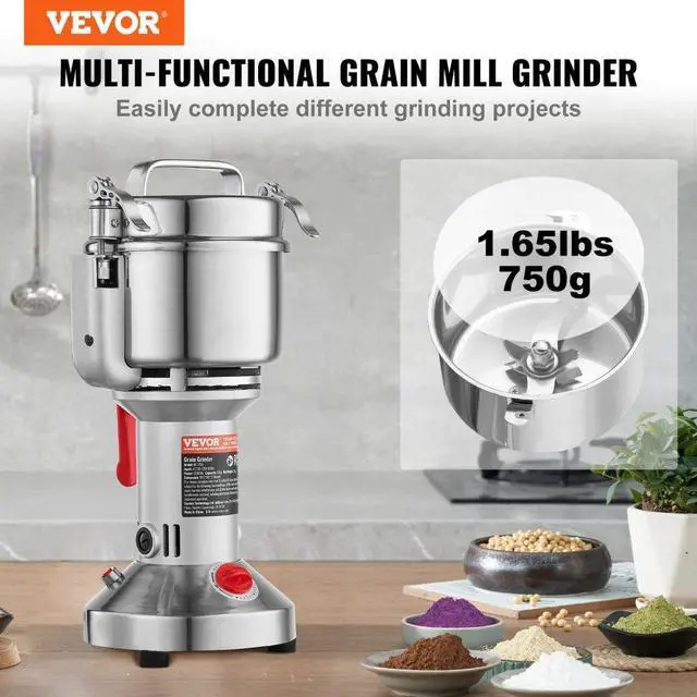 Alt view image 2 of 7 - VEVOR 750g Commercial Spice Grinder Electric Grain Mill Grinder High Speed