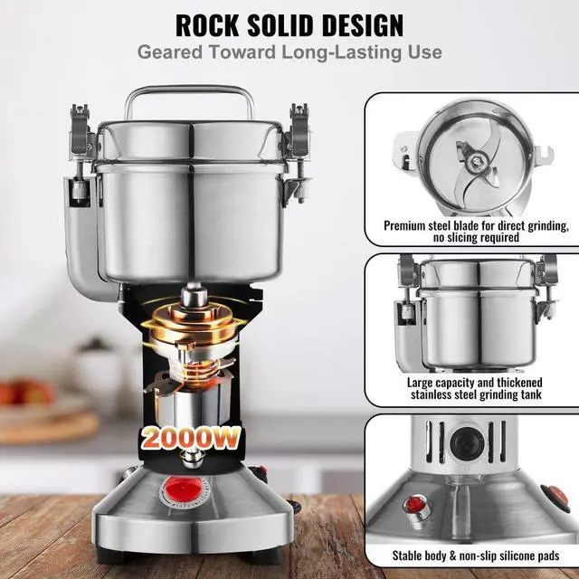 Alt view image 3 of 7 - VEVOR 750g Commercial Spice Grinder Electric Grain Mill Grinder High Speed