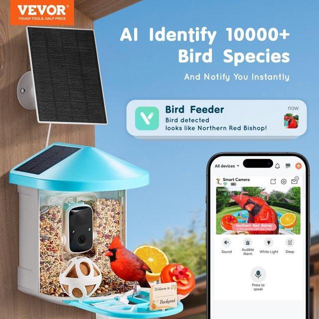 Alt view image 2 of 7 - VEVOR  Smart Bird Feeder with Camera AI Identify 10000+ Bird Specie Solar-Powered